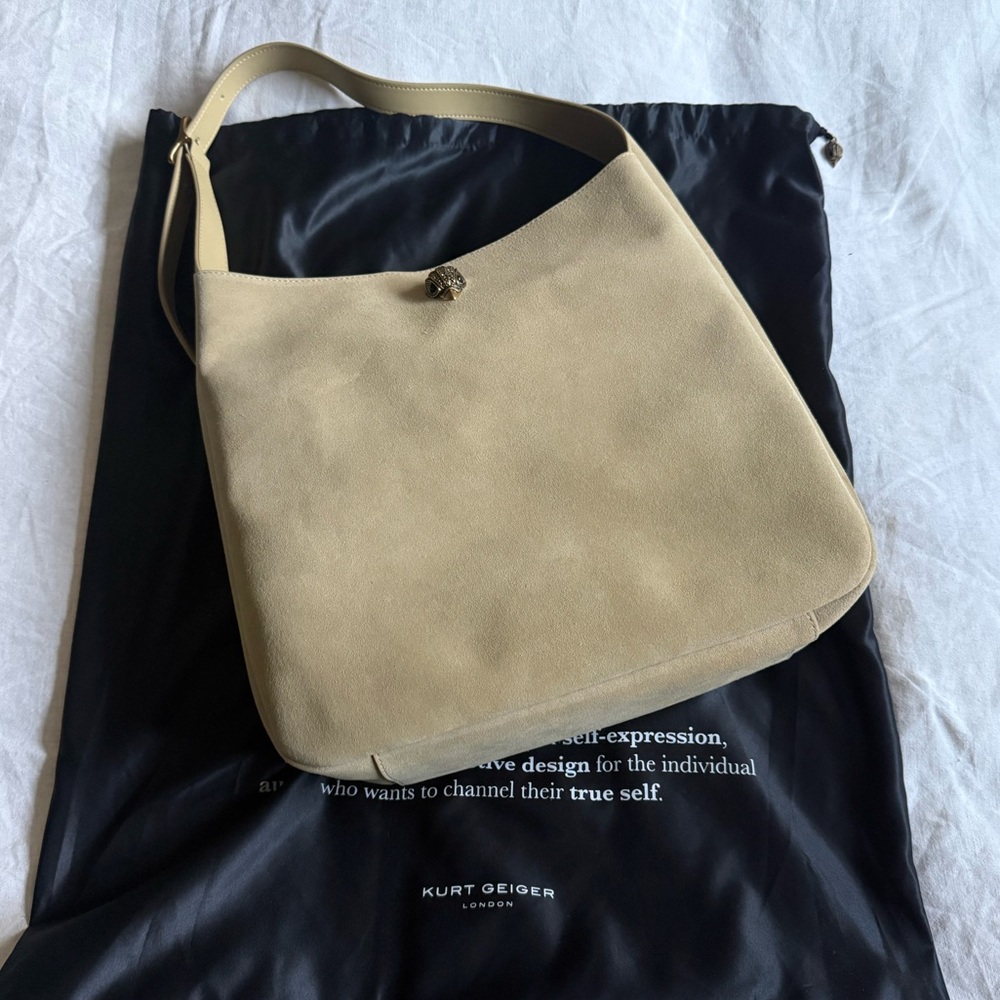 LARGE BOND HOBO BAG - KURT GEIGER LONDON excellent beige suede 💛 - Picture 3 of 16